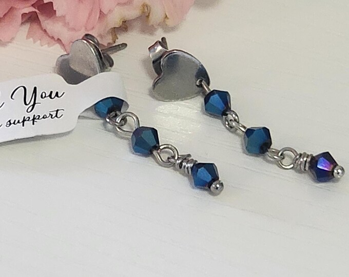 Heart Shaped Stud AB Crystal Earrings - Glam Statement Jewelry Gift For Her, Elegant Accessories