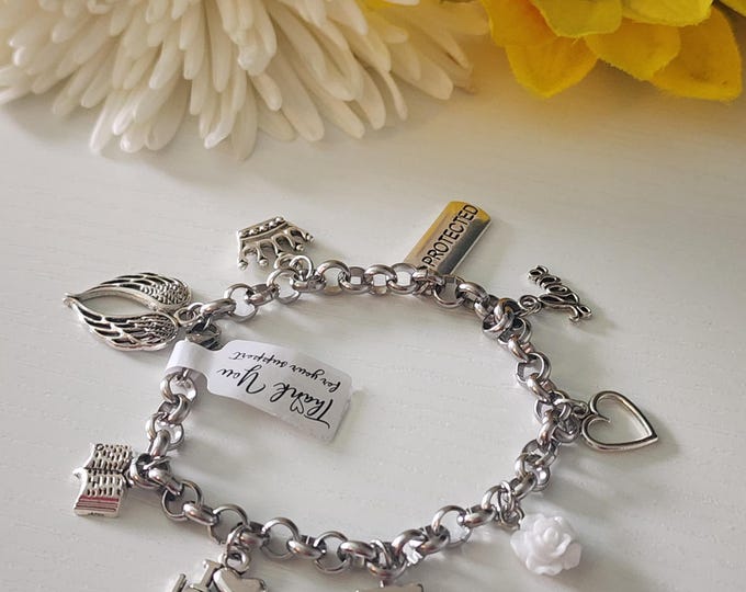 Christian Charm Bracelet - Colorful Resin Flower, Religious Jewelry Gift For Her, Unique Faith Inspired Wristwear