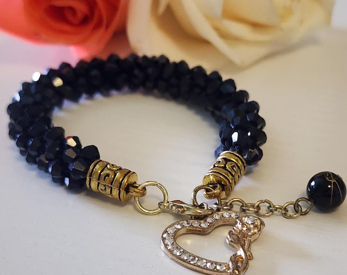 Woven Crystal Bracelet: Kumihimo Braided Jewelry, Adjustable