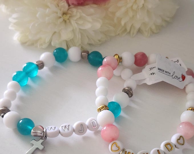 WWJD Bracelet - "What Would Jesus Do" With Natural Jade Stones Beads, Christian inspirtational Gift For Women
