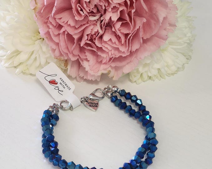 Unique Handmade Multi Strand Beaded Bracelet - Sparkling AB Glass, Glam Statement Jewelry Gifts For Her, Elegant Accessories
