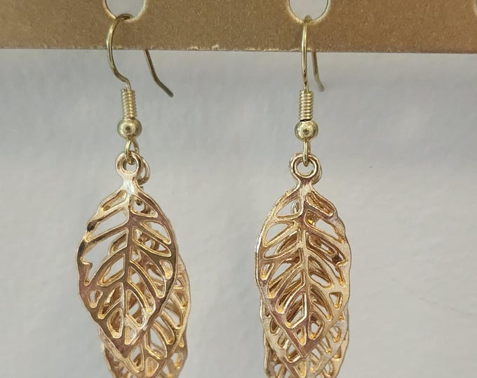Gold Leaf Dangle Earrings – Lightweight Boho Jewelry, Nature Inspired Gift for Her