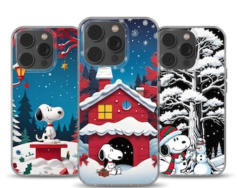 Snoopy Christmas Phone Case, Elegant Xmas Design, Protective Gel Cover