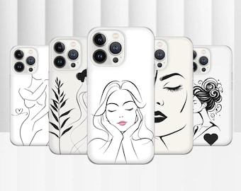 One Line Art Woman Phone Case, Minimalist Design