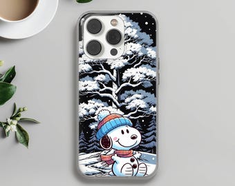 Christmas Snoopy Phone Case, Winter Forest Design