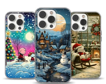 Snoopy Xmas Phone Case, Elegant Holiday Design, Protective TPU Cover
