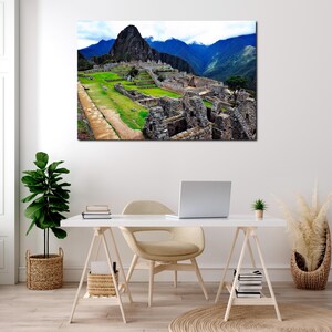Machu Picchu Wall Art – Ancient City View Canvas – Peru Mountain Ruins Print for Travel & History Lovers - Machu Picchu Art Prints