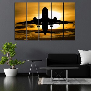 Taking Off Airplane in Morning Sky – Aviation Canvas Wall Art – Pilot & Travel Decor - Living Room Wall Art - Office Wall Decoration