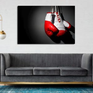 Vintage Boxing Gloves Wall Art – Rustic Sports Decor – Fighter’s Spirit Canvas Print - Boxing Wall Art Canvas Set - Sport Art Prints