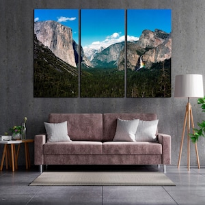 Yosemite National Park Leinwanddruck - Berglandschaft Wandkunst, 1 bis 5 Panel Große Leinwand, Natur Home Dekor, Geschenk für Abenteurer