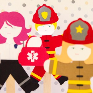 First Responders Party Paper Doll kids Craft Kit Police Gift image 6