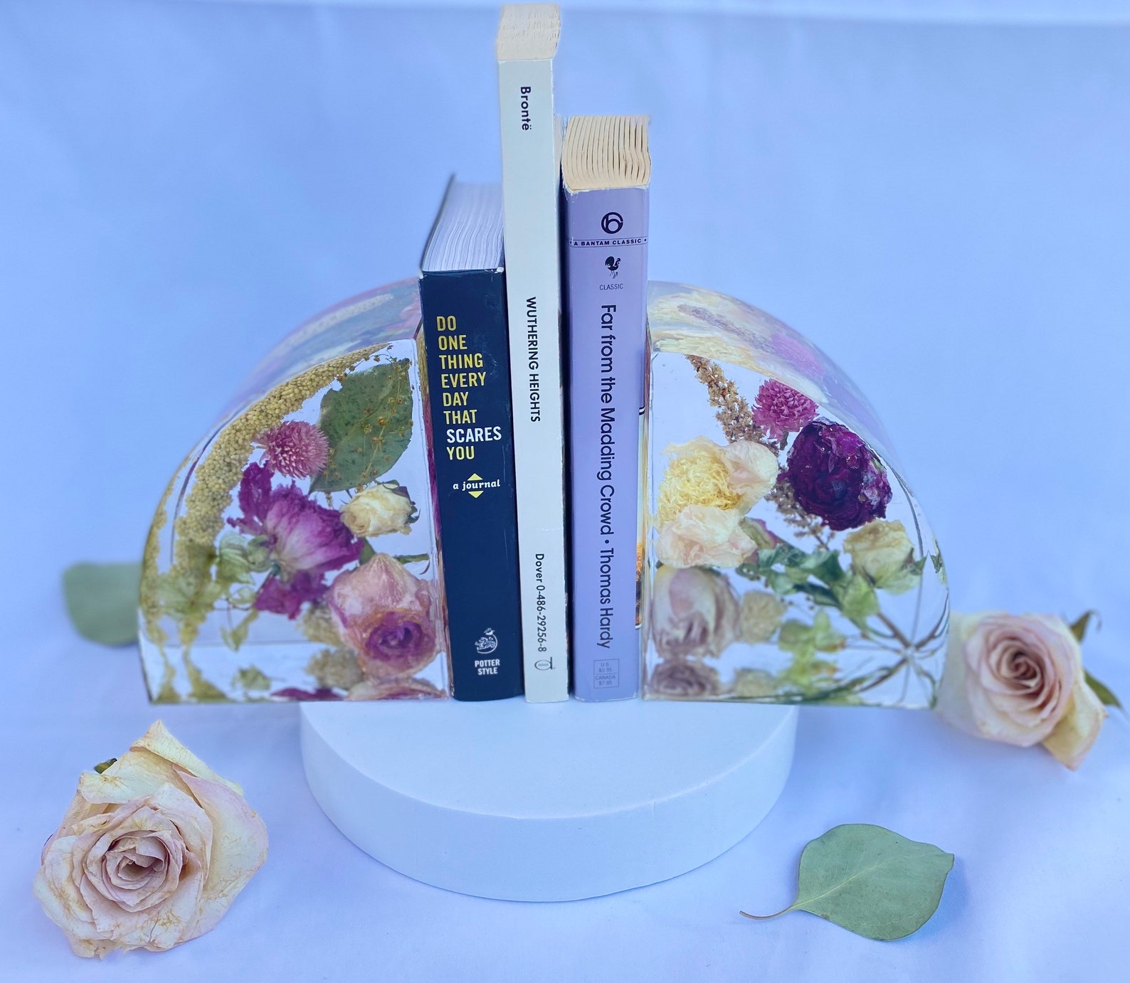Floral Bookends Real Flowers Gift Etsy
