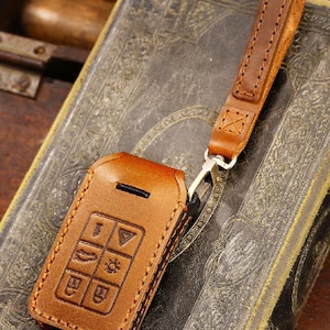 Leather Key Fob For Volvo XC60 XC90 S90 Pure Handmade Key Cover