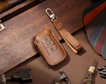 Personalized Genuine Leather Car Key Case — Compatible with Volkswagen