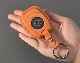 Leather key cover for new Harley-Davidson motorcycle remote and mechanical keys