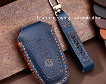 Personalized Handmade Leather Key Cover For Bronco F150 Explorer Mustang Escape Mach E F250 Truck King Ranch Expedition Car Owner Gift
