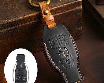 Suitable For Mercedes-Benz GLK Key Cover, E-Class, C-Class, R350, GLC, Genuine Leather Protective Case
