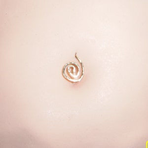 No Ball Needed Open Spiral Belly Button Ring,14 Karat Gold Fill OR Copper, Hammered Navel Jewelry, 14, 16  Gauge