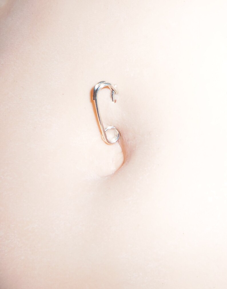 Safety Pin Belly Button Ring 20 18 or 16 Gauge Sterling Etsy