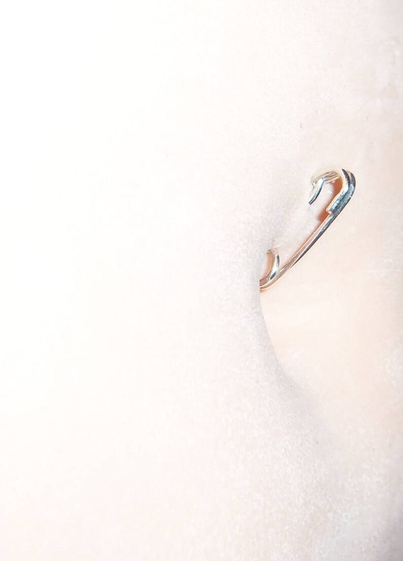 Safety Pin Belly Button Ring 20 18 or 16 Gauge Sterling Etsy