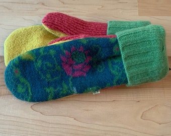 Wool sweater mittens