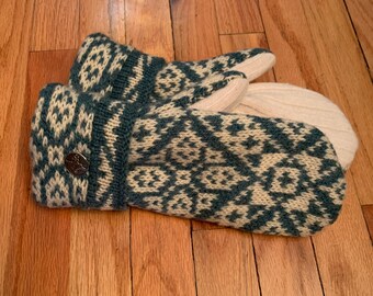 One of a kind, handmade wool sweater mittens.