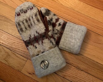 Wool sweater mittens