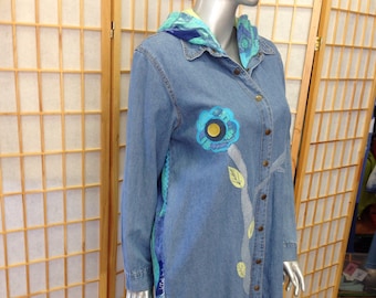 Ladies 2Xlarge upcycled denim jacket