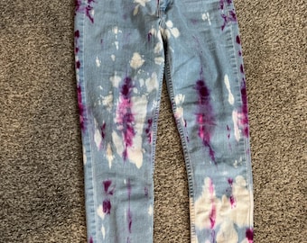 Men’s upcycled Distressed, Bleached and dyed jeans