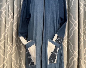 Ladies 2Xlarge upcycled denim jacket