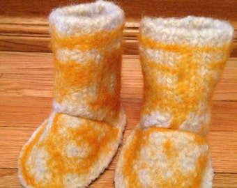 OOAK, Handcrafted wool baby slipper size 4 1/2