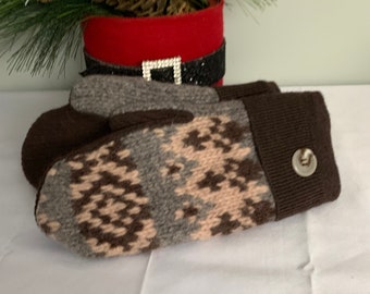 Wool sweater mittens