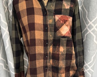 Bleached flannel/plaid shirt, Size medium