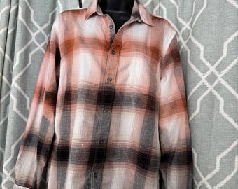 Bleached plaid  shirt, Size medium