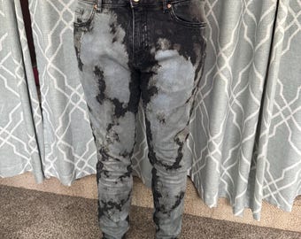 Men’s upcycled Distressed, Bleached and dyed jeans