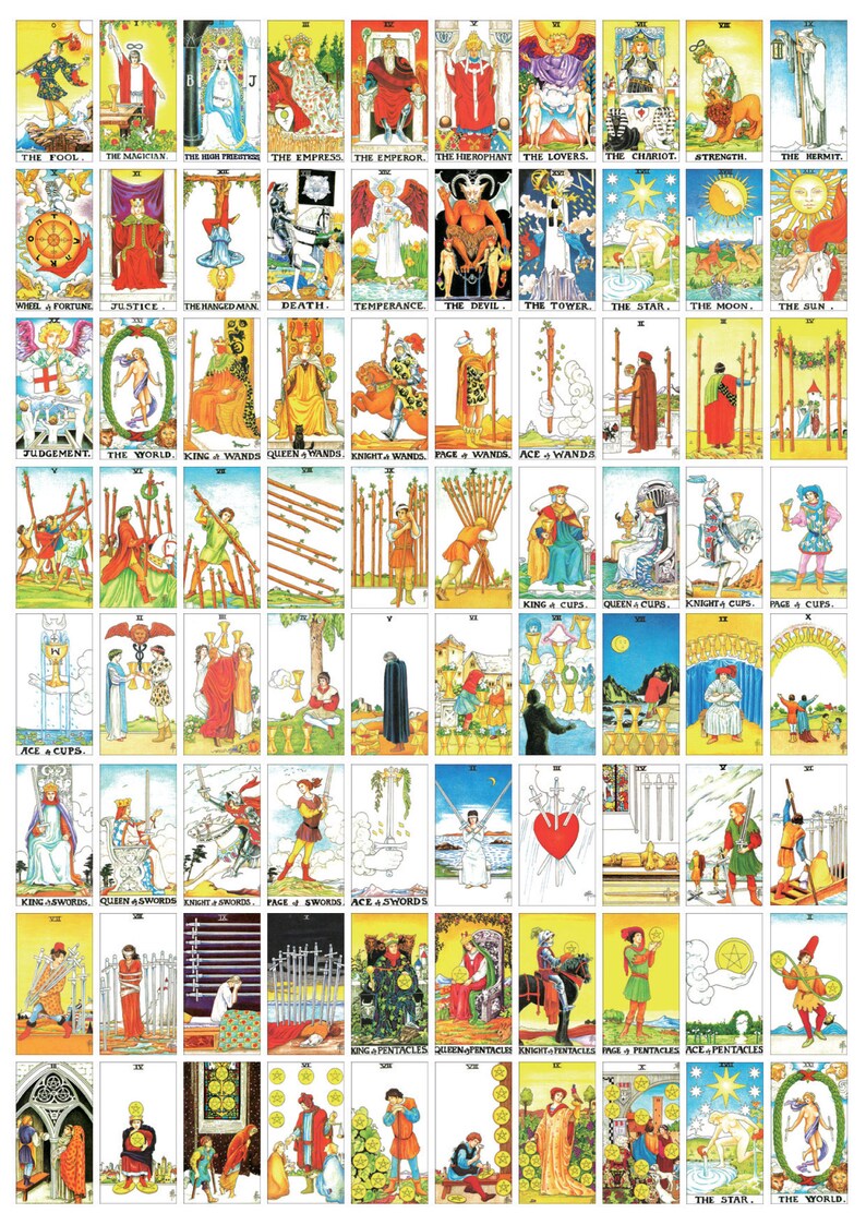 PDF TINY Size / Printable Colored Tarot Decks Instant Etsy