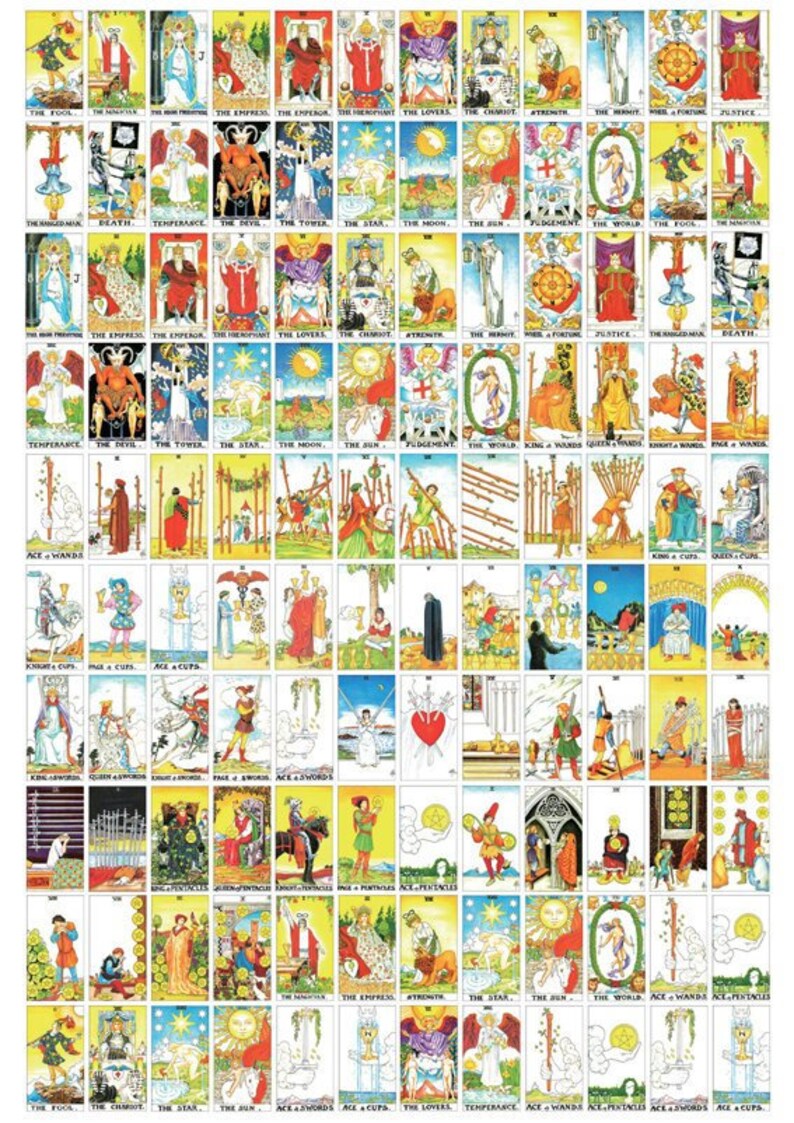 PDF TINY Size Printable Colored Tarot Decks Instant Etsy