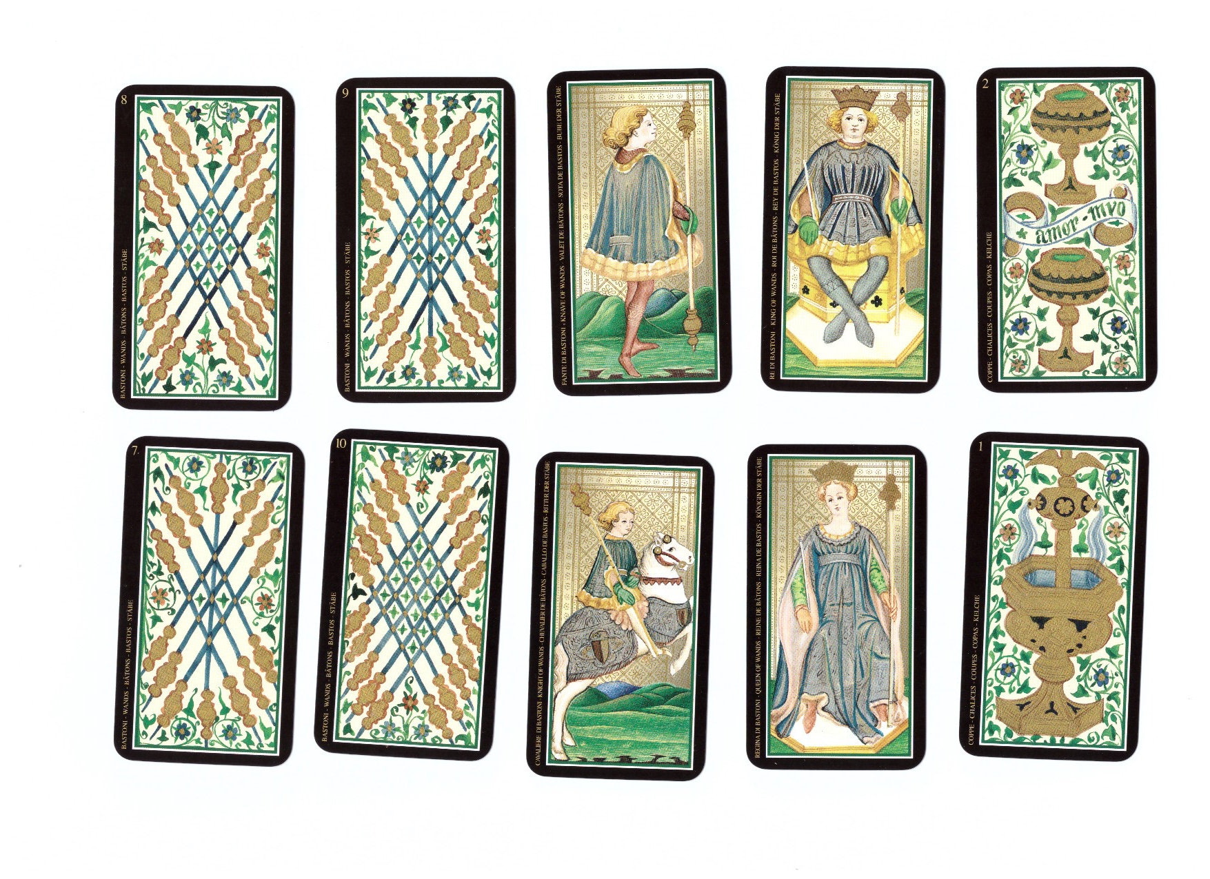 Green Cross Toad Visconti Sforza Tarot Estándar 78 tarjetas con instrucciones multilingües 