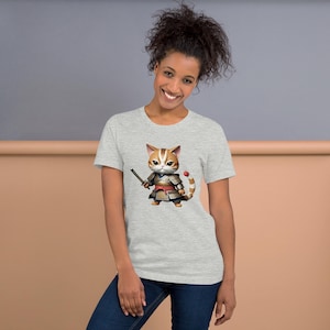 Samurai Cat T-Shirt: Feline Warrior Graphic Tee