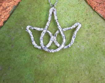 Lotus flower pendant: Handmade, sterling silver