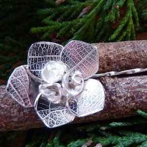 Rose flower brooch; Handmade, sterling silver