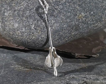 Calla Lily flower pendant: Handmade sterling silver
