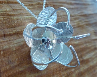 Passion Flower Pendant: Handmade Sterling Silver