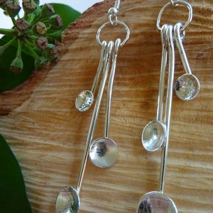 Textured dome cup drop earrings: Handmade, sterling silver image 3