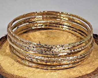 14ct Gold Filled Stacking Bangles (Set of 6)