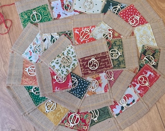 Handmade Hessian Advent Calendar Bunting: Rustic Christmas Fabric Pockets