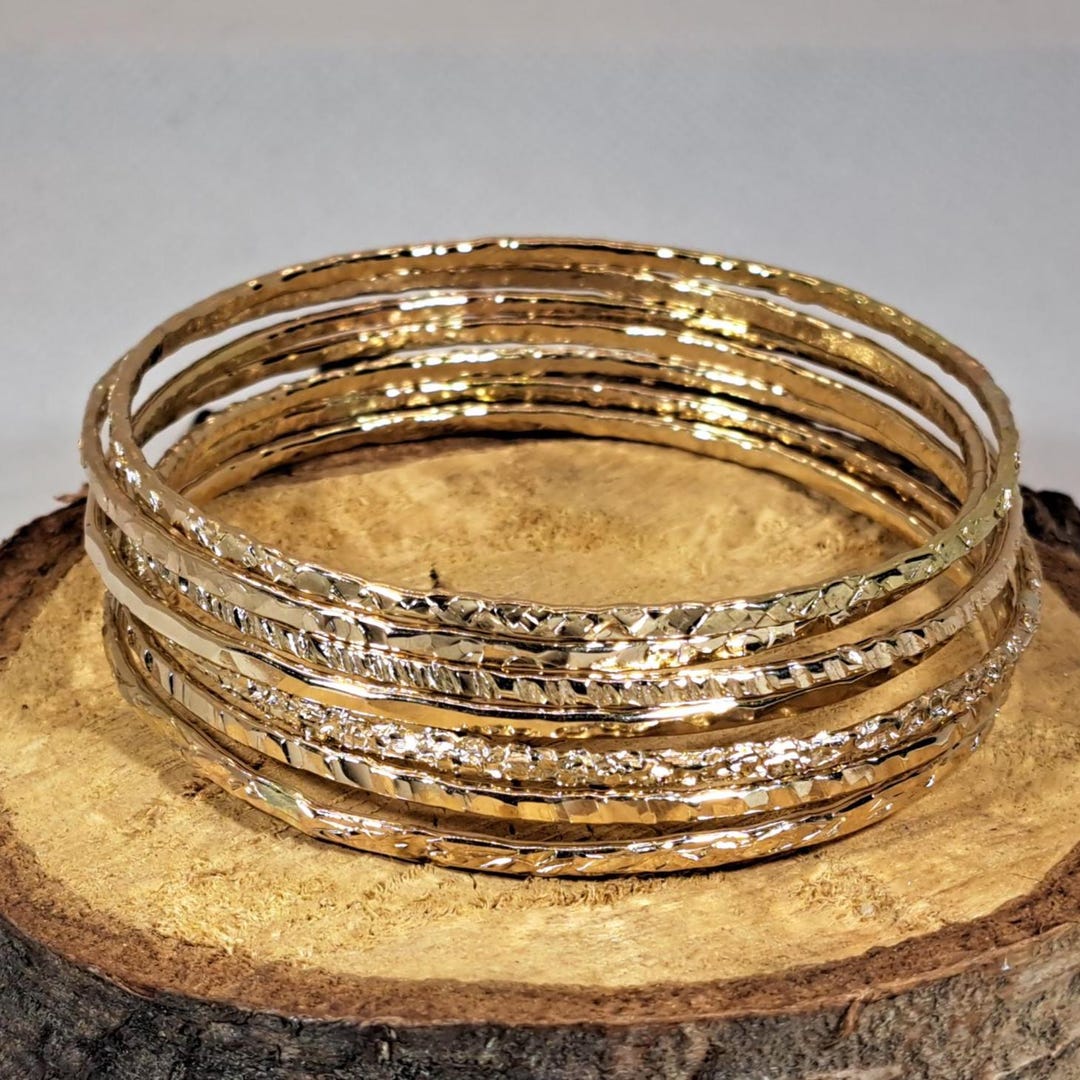 Stacking Bangles 14ct Gold Filled Stacking Bangles (set of 5) - Etsy