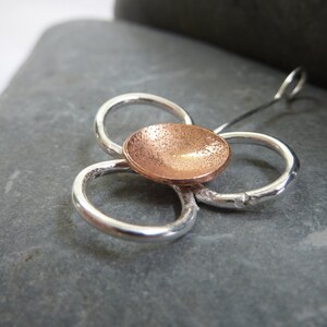 Daisy flower pendant: Handmade sterling silver and copper image 3