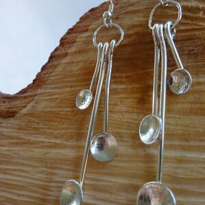 Textured dome cup drop earrings: Handmade, sterling silver image 5