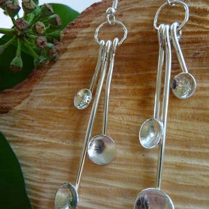 Textured dome cup drop earrings: Handmade, sterling silver image 1